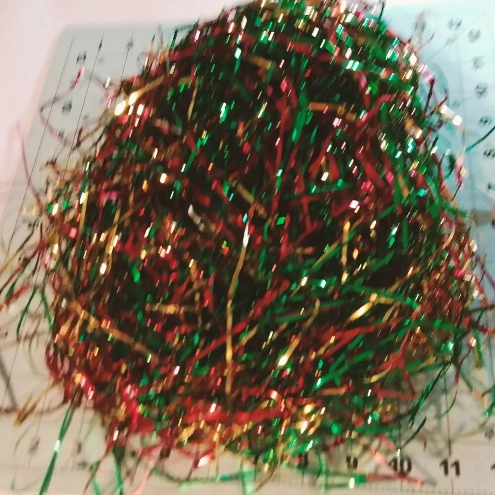 Green Red Gold Tinsel Strips Grass Crafts Decoration Christmas Sparkle Accents